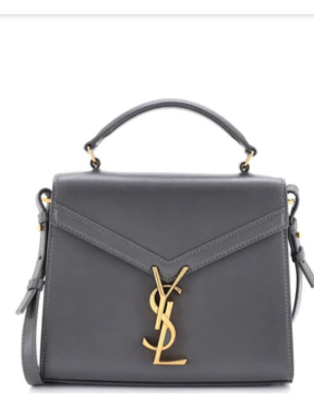 YSL Cassandra Medium Tote Top Handle & Strap GRAY w/ Gold Hardware